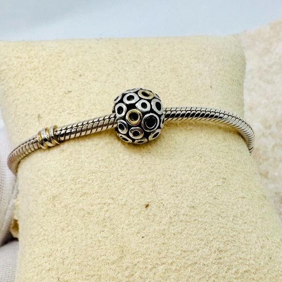 EUC Pandora 790325 Sterling Silver w/ 14K Yellow Gold Oh! Charm - Picture 8 of 17